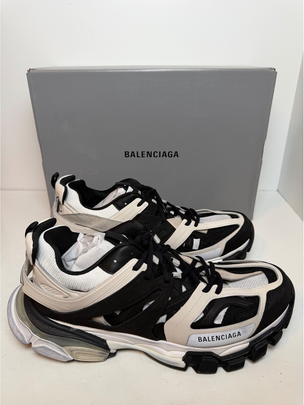 Balenciaga Track Trainer Black White Sneakers Size 14/47 New